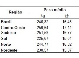 peso médio de carcaça
