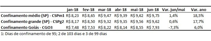 Custo da diária de bovinos confinados